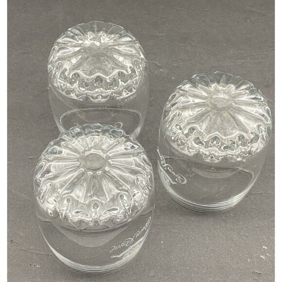 3 Crown Royal Whiskey Lowball Rocks Glasses Starburst Bottom Etched Logo - Picture 4 of 6